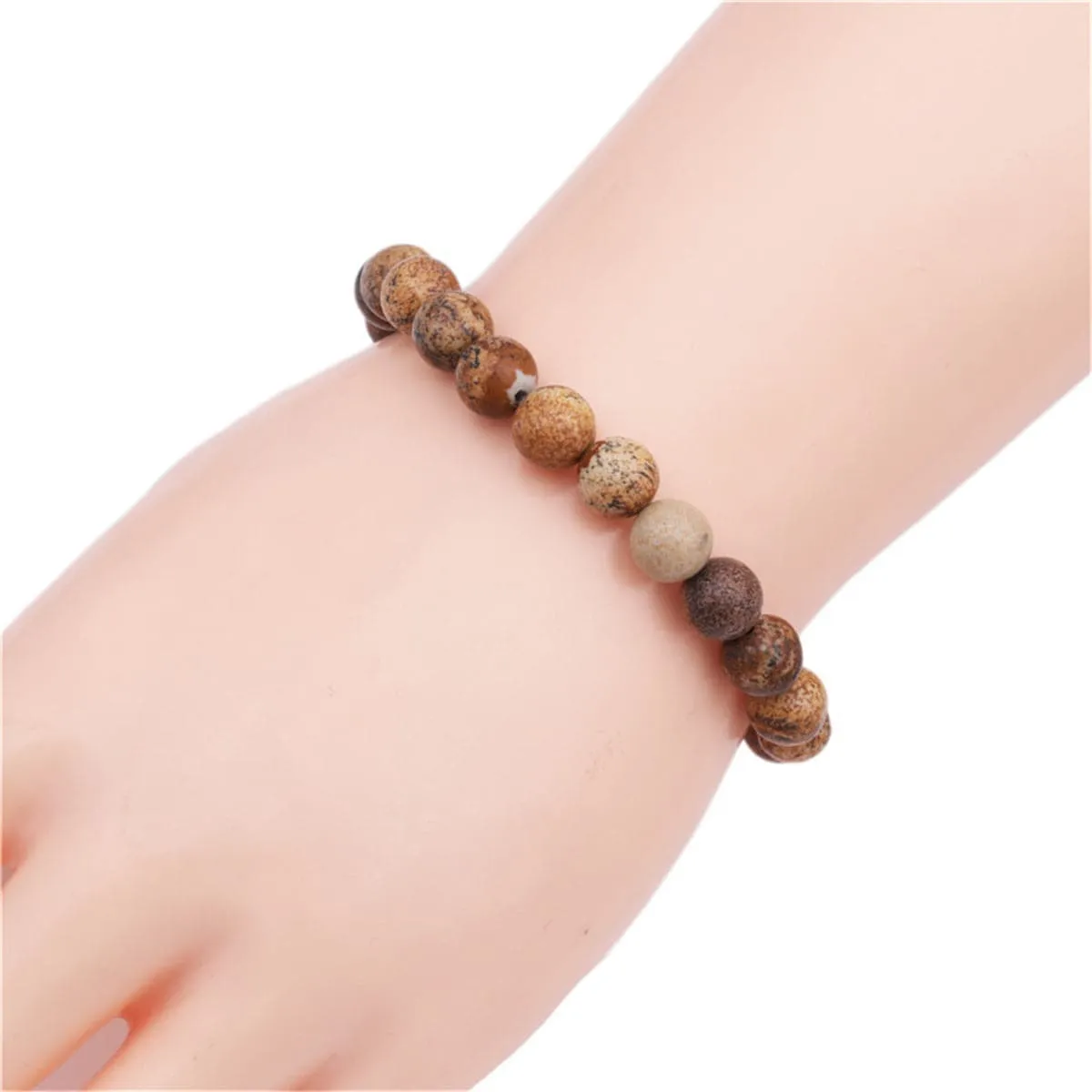 Brown Beaded Stretch Bracelet
