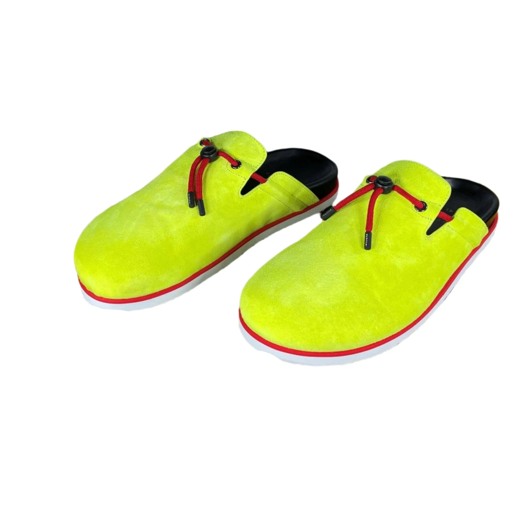 Buscemi Pietro Neon Yellow Suede Slippers