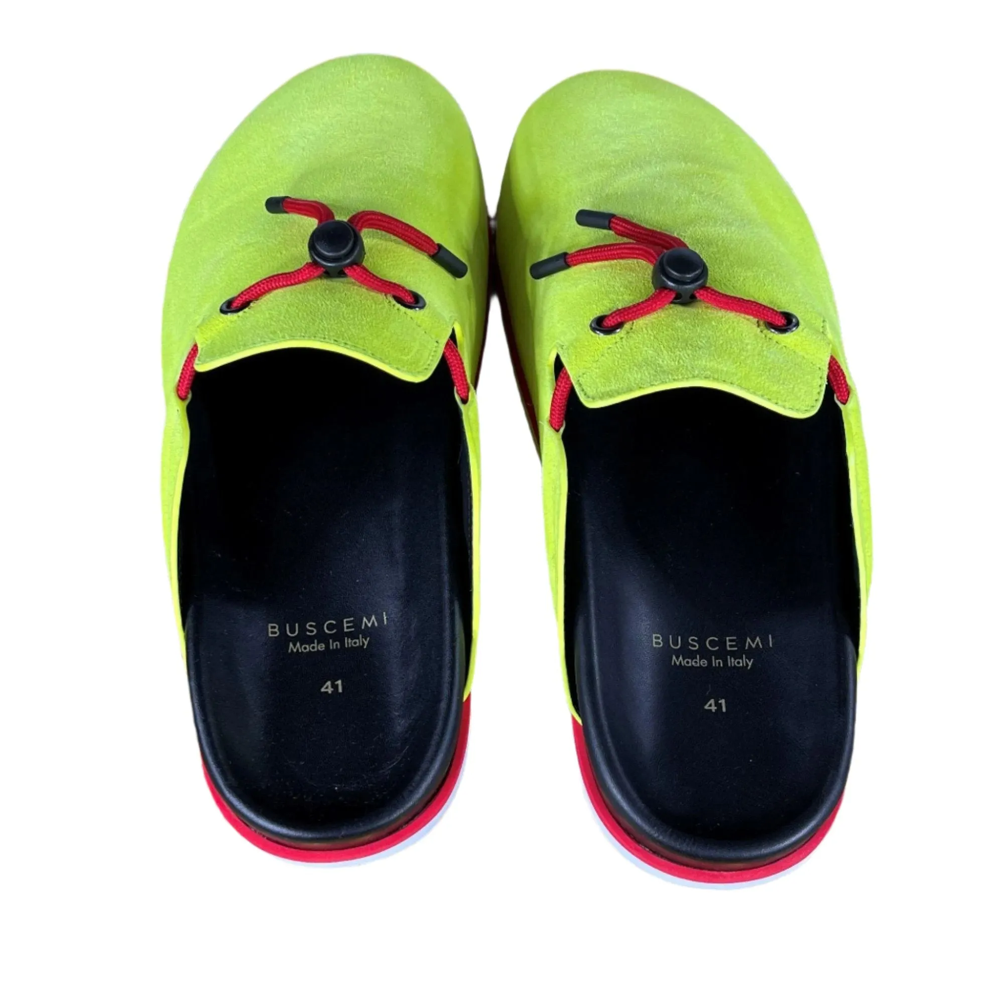 Buscemi Pietro Neon Yellow Suede Slippers