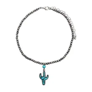 Cactus Gemstone Navajo Pearl Choker Necklace