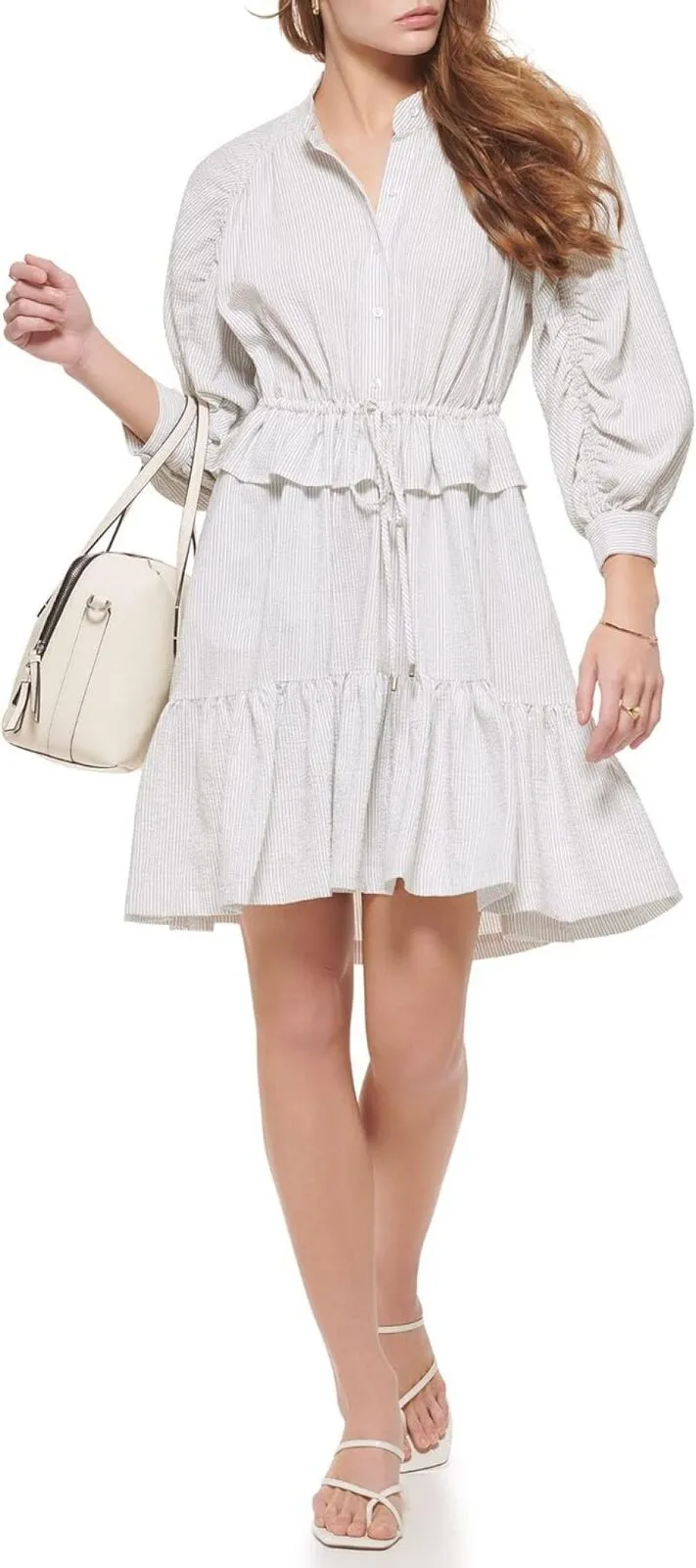Calvin Klein Women's Sportswear Essential Ruffle Flowy Casual Dress M2CBR960