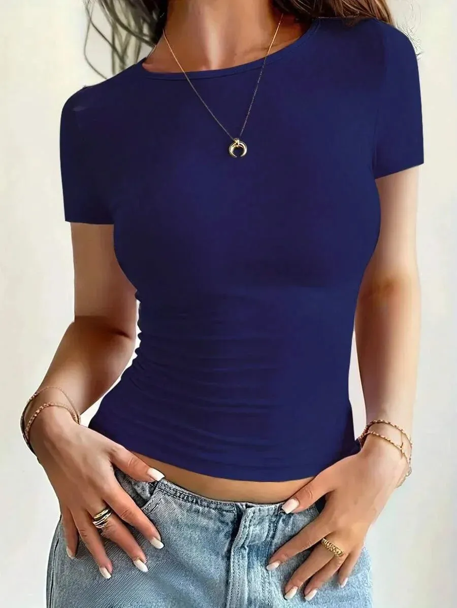 Camiseta Y2K™ | Women's Short Sleeve T-Shirt | Round Neck, Fitted Summer Top, Trendy Casual Wear