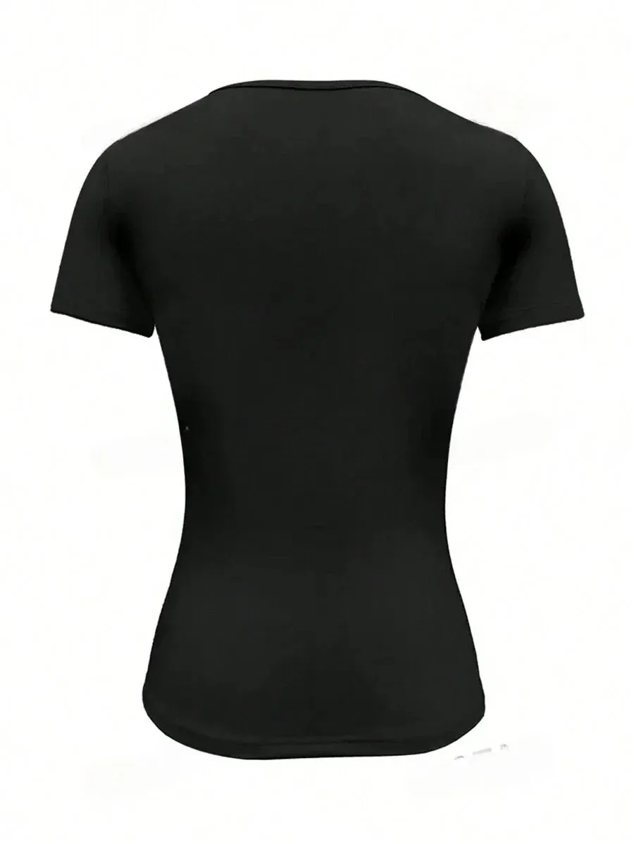 Camiseta Y2K™ | Women's Short Sleeve T-Shirt | Round Neck, Fitted Summer Top, Trendy Casual Wear