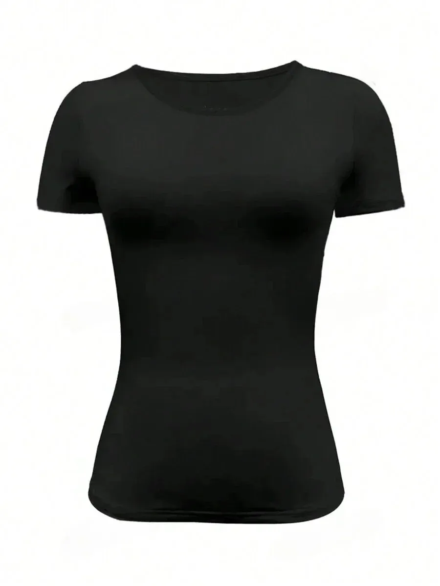 Camiseta Y2K™ | Women's Short Sleeve T-Shirt | Round Neck, Fitted Summer Top, Trendy Casual Wear