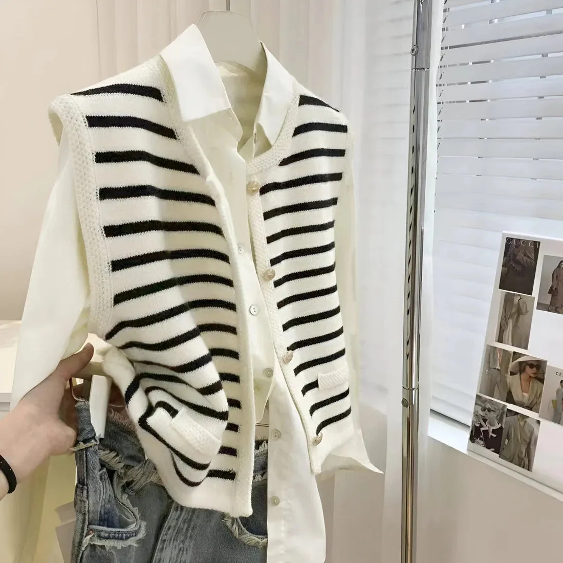 Cardigan Liora™ | Women's Striped Cardigan | Soft Knit, Open Front Design & Cozy Fit