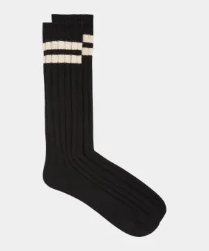 Cashmere Striped Socks in Black