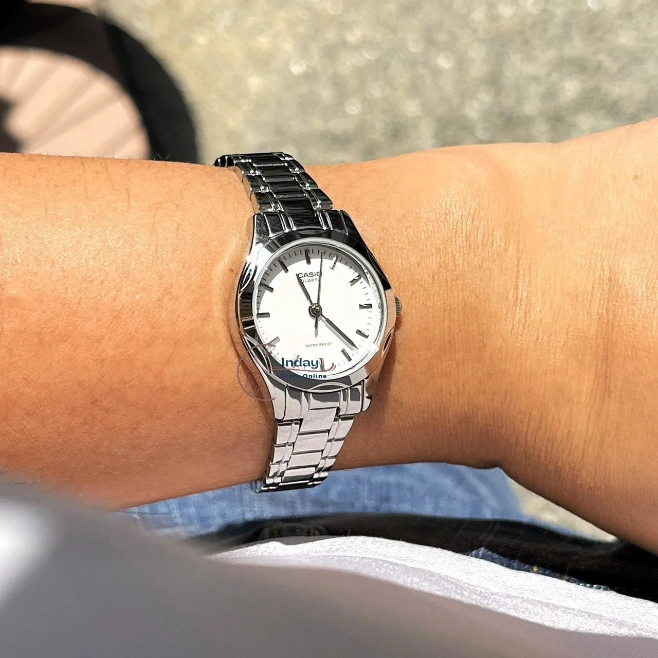 Casio Fashion Women's Watch LTP-1275D-7A Silver Stainless Steel Band Mineral Glass Triple-fold Clasp