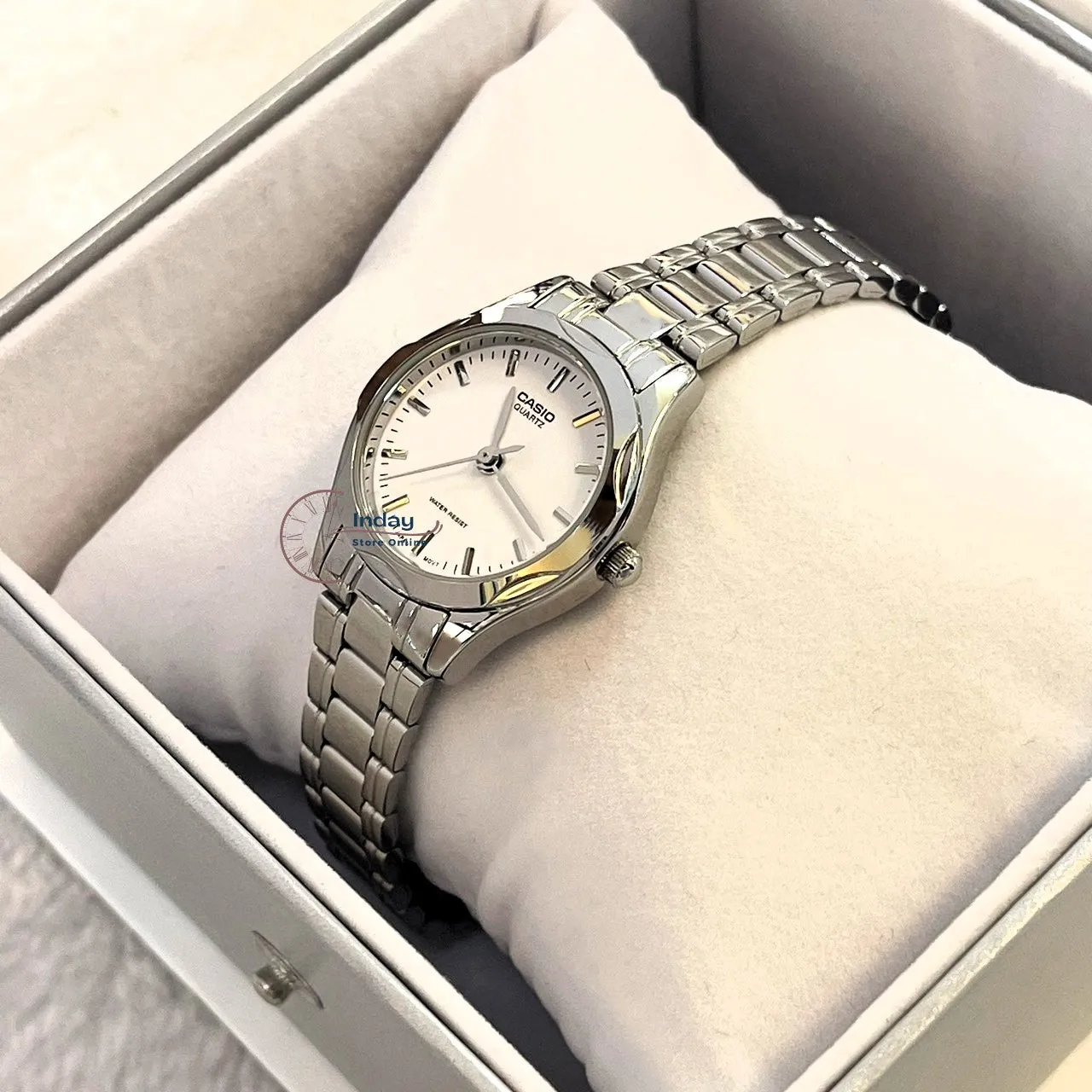 Casio Fashion Women's Watch LTP-1275D-7A Silver Stainless Steel Band Mineral Glass Triple-fold Clasp