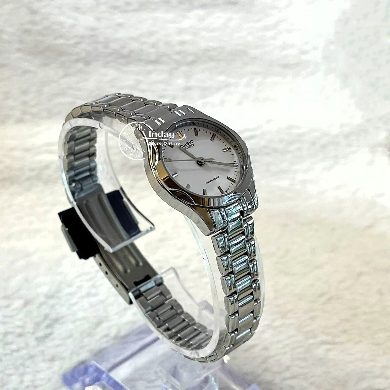 Casio Fashion Women's Watch LTP-1275D-7A Silver Stainless Steel Band Mineral Glass Triple-fold Clasp
