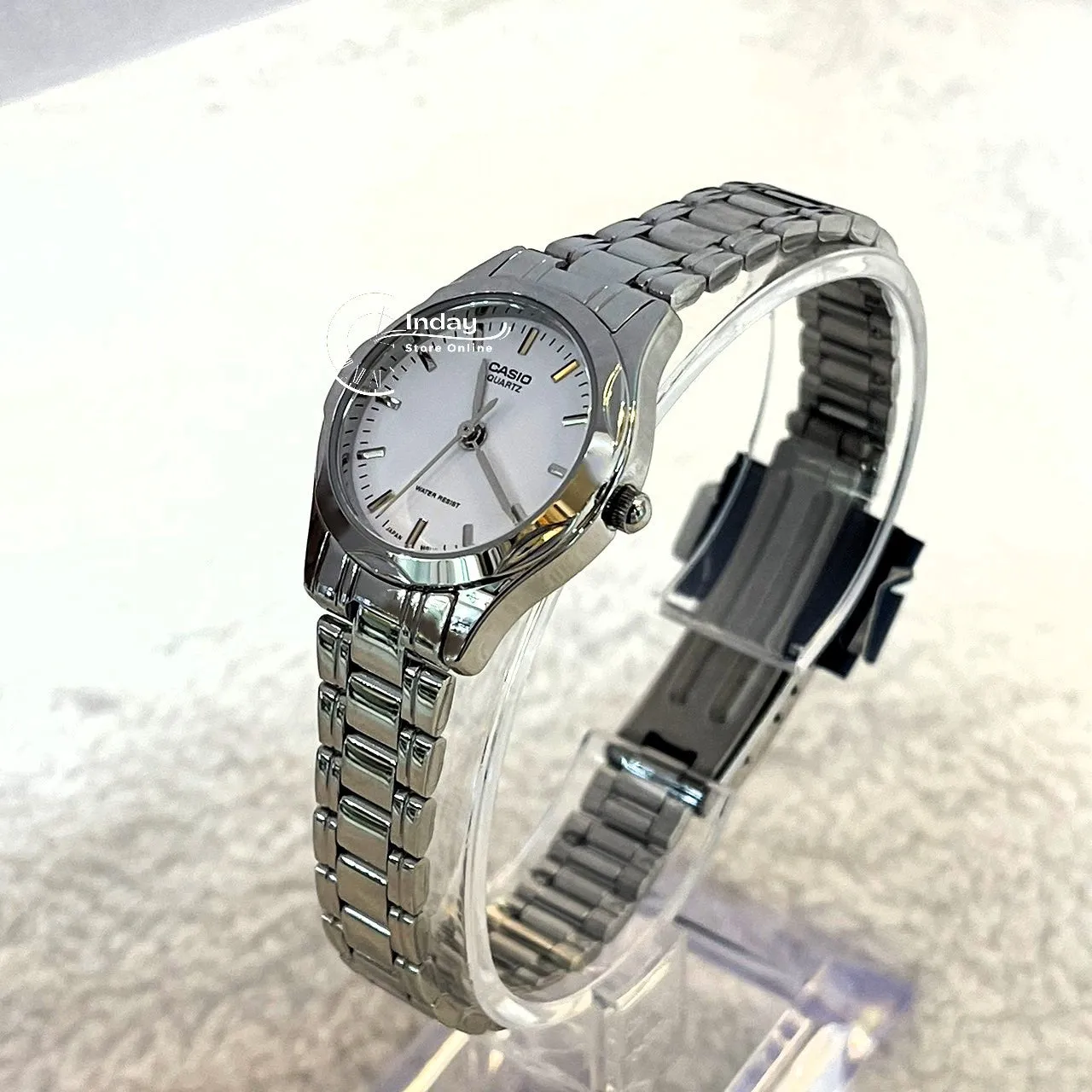 Casio Fashion Women's Watch LTP-1275D-7A Silver Stainless Steel Band Mineral Glass Triple-fold Clasp
