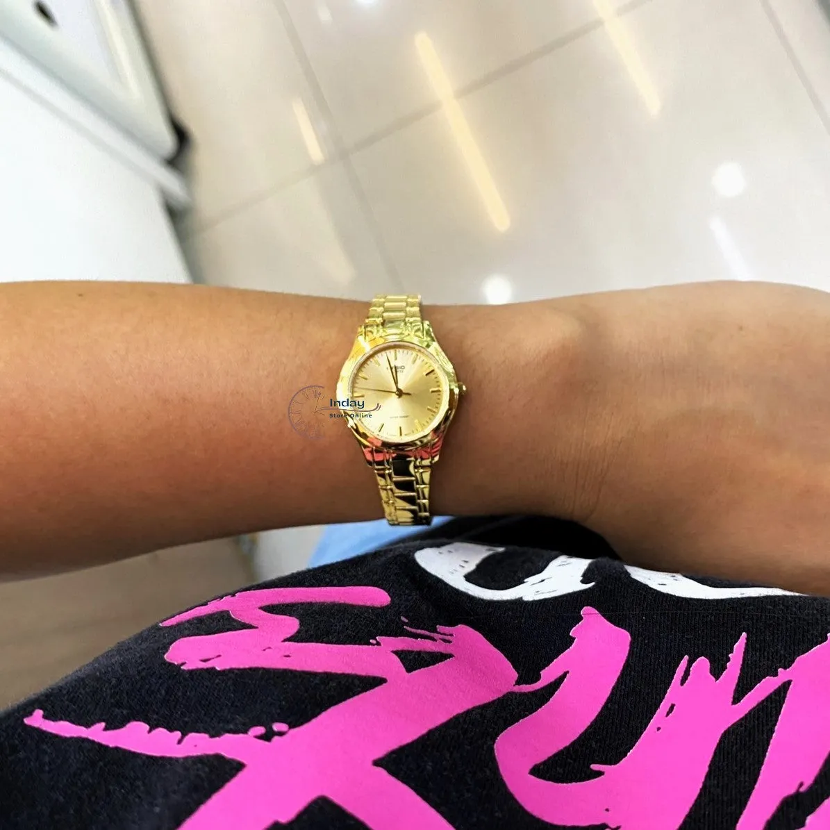 Casio Fashion Women's Watch LTP-1275G-9A Gold Plated Stainless Steel Band Mineral Glass