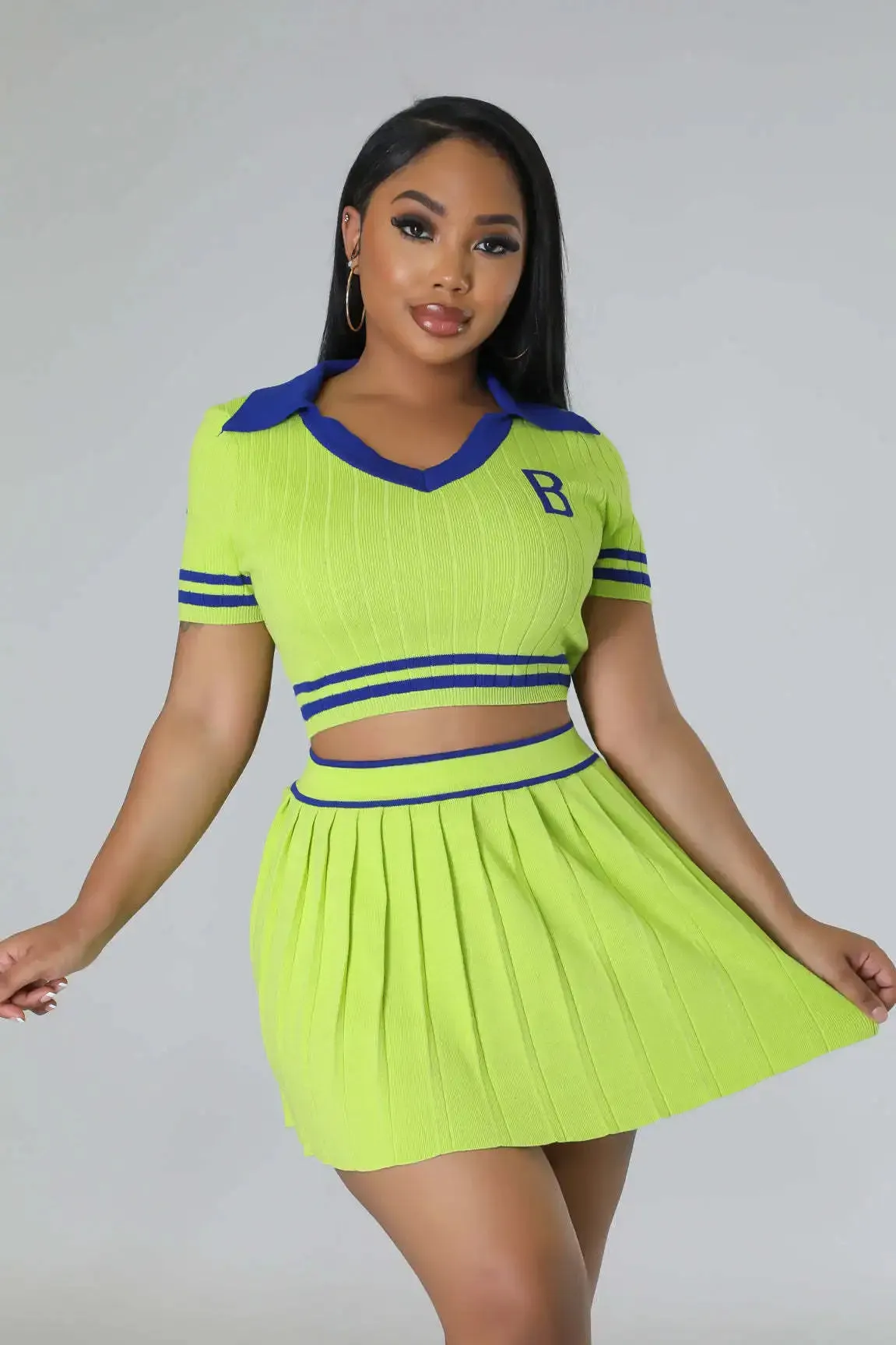 Casual Knitted Stretch Letter Two Piece Set