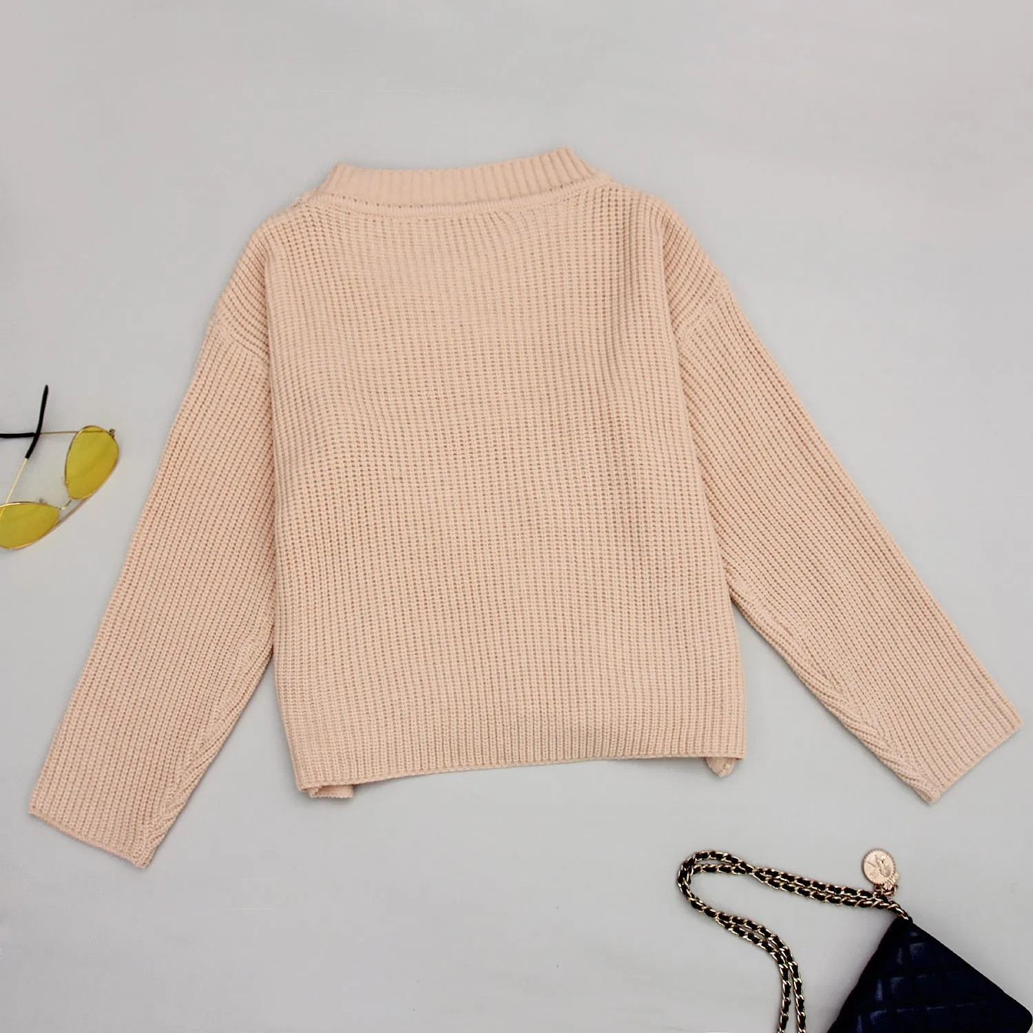 Casual Office Style Bowknot Knitting Sweater