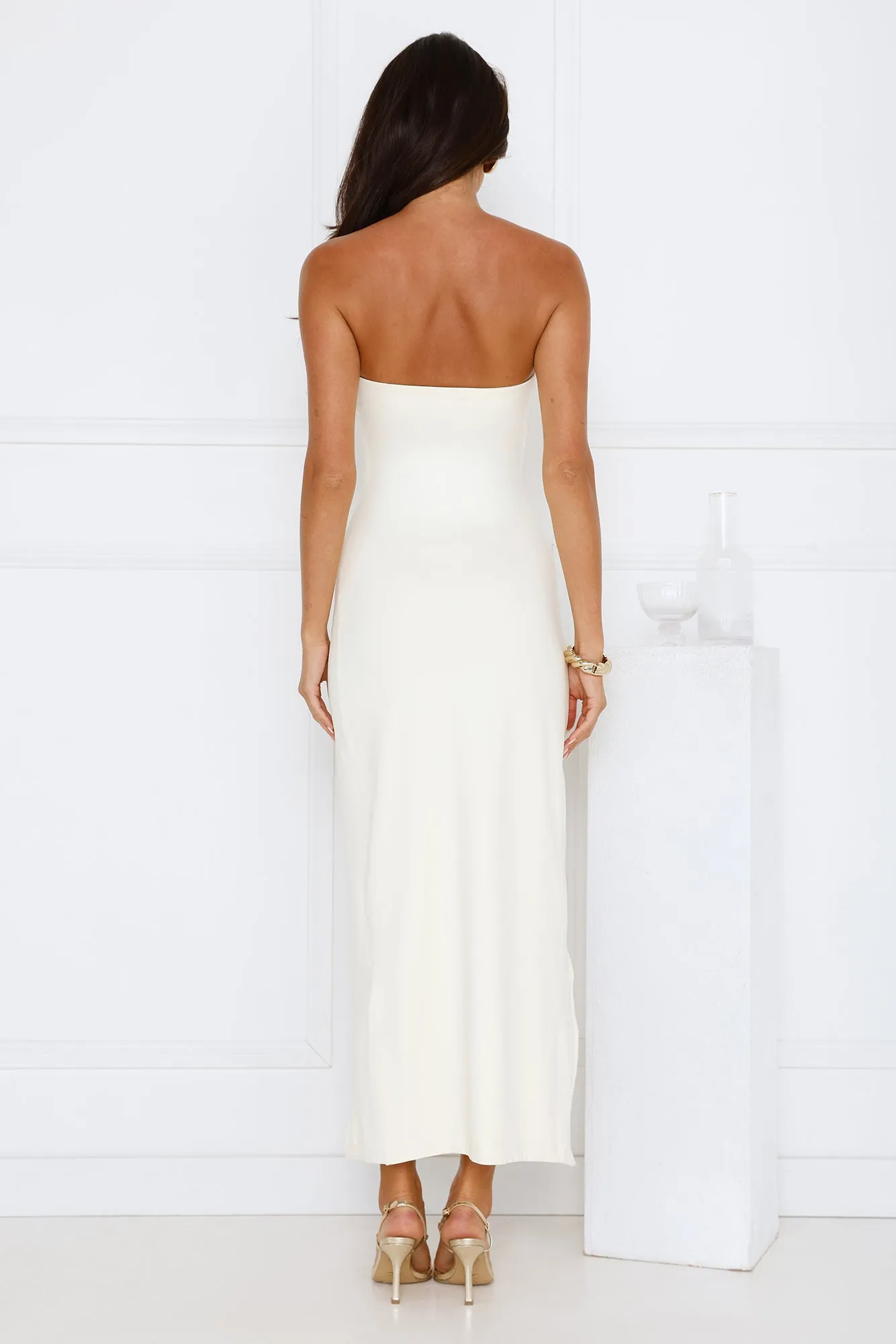 Caviar Please Strapless Midi Dress Yellow