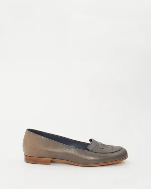 Chanel Grey Leather CC Loafers - 37.5