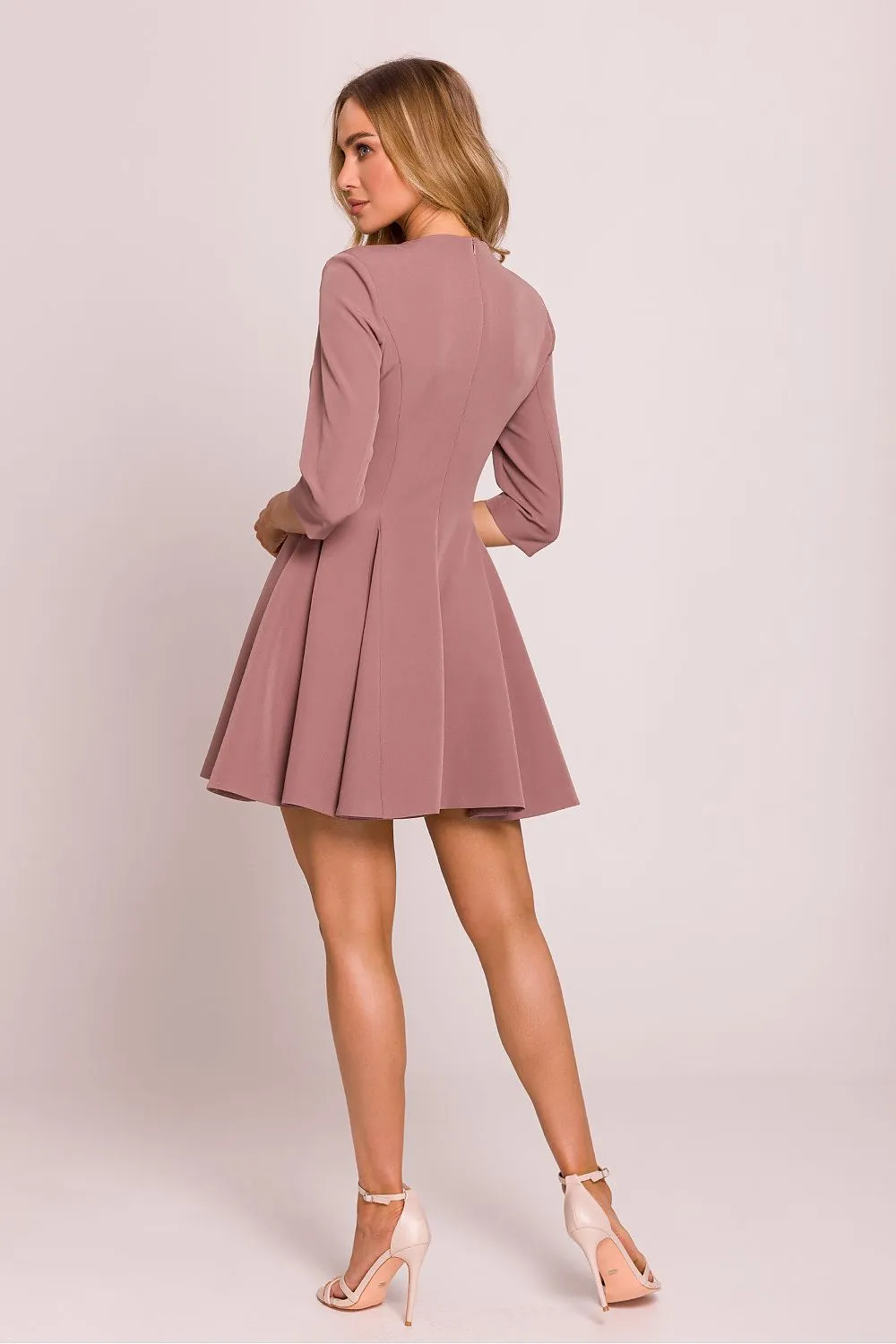Charming deep V-neck flared bottom mini dress