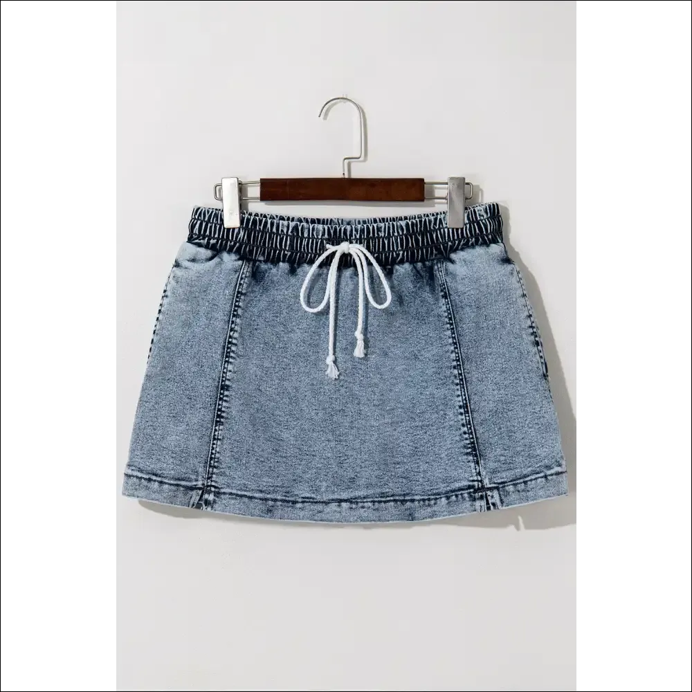Chic Drawstring High Waist Pocketed Denim Shorts