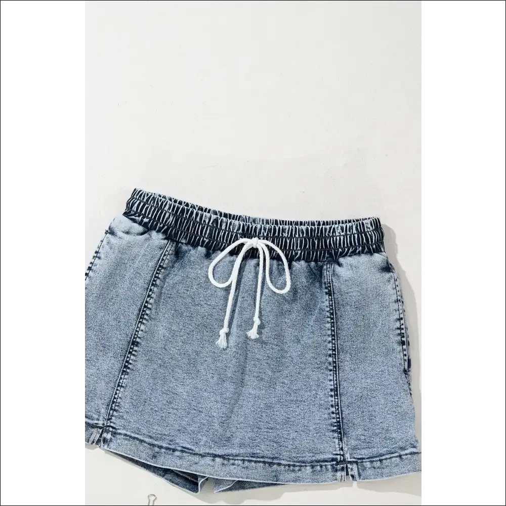 Chic Drawstring High Waist Pocketed Denim Shorts