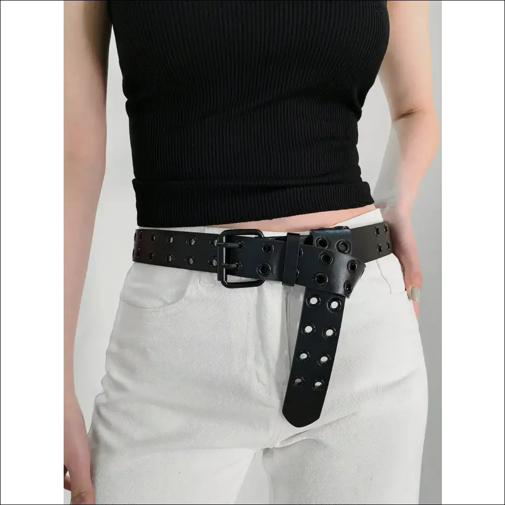 Chic Grommet PU Leather Belt for Trendsetting Women