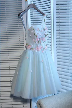 Chic Homecoming Dresses One Shoulder Sleeveless Tulle Short Prom Dress Beautiful Party Dress  OHM115