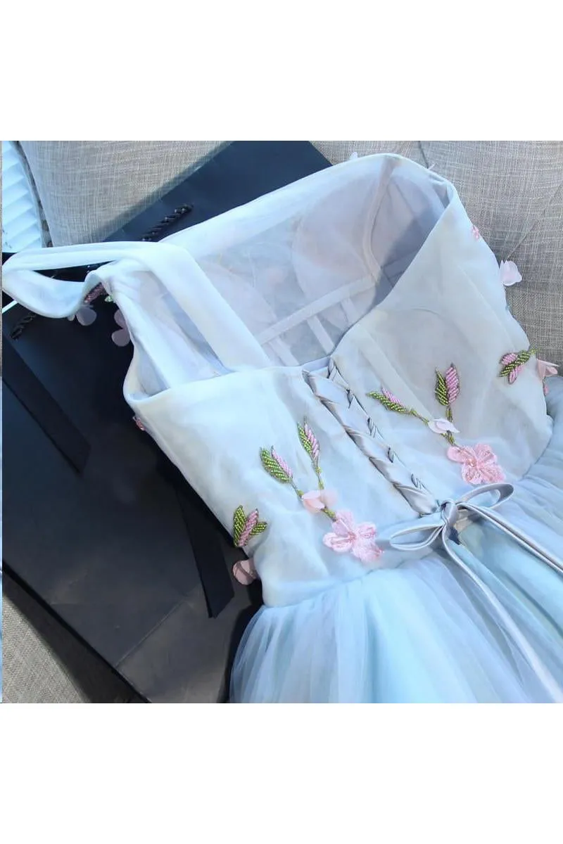 Chic Homecoming Dresses One Shoulder Sleeveless Tulle Short Prom Dress Beautiful Party Dress  OHM115