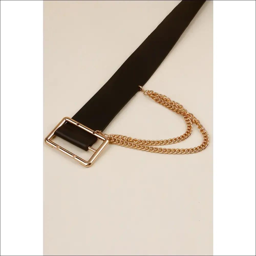 Chic PU Leather Wide Belt with Chain