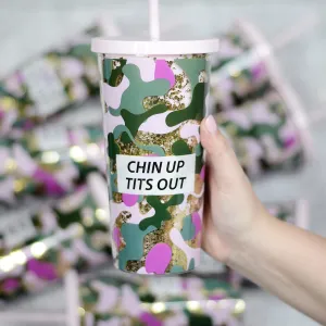 Chin Up, Tits Out Glitter Tumbler