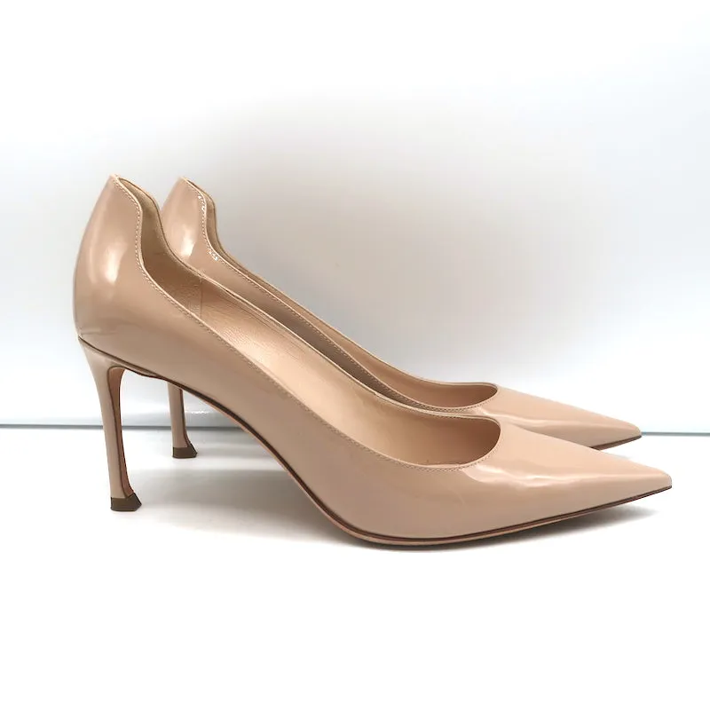 Christian Dior D-Moi Pumps Nude Patent Leather Size 38.5 Pointed Toe Heels