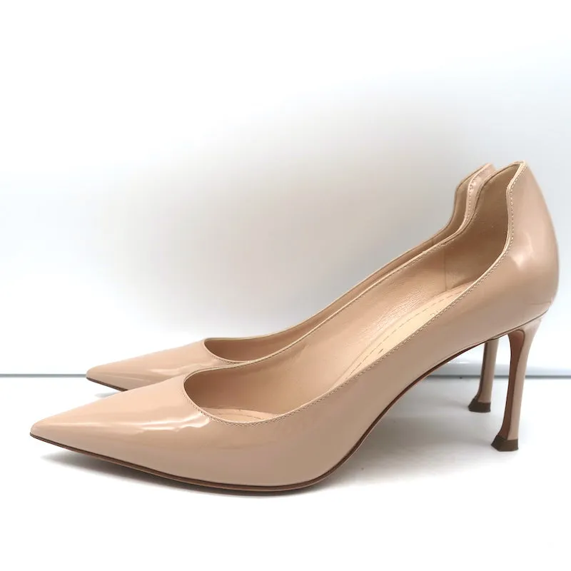 Christian Dior D-Moi Pumps Nude Patent Leather Size 38.5 Pointed Toe Heels