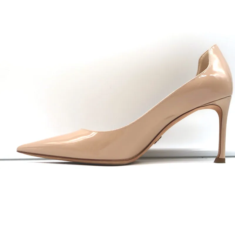 Christian Dior D-Moi Pumps Nude Patent Leather Size 38.5 Pointed Toe Heels