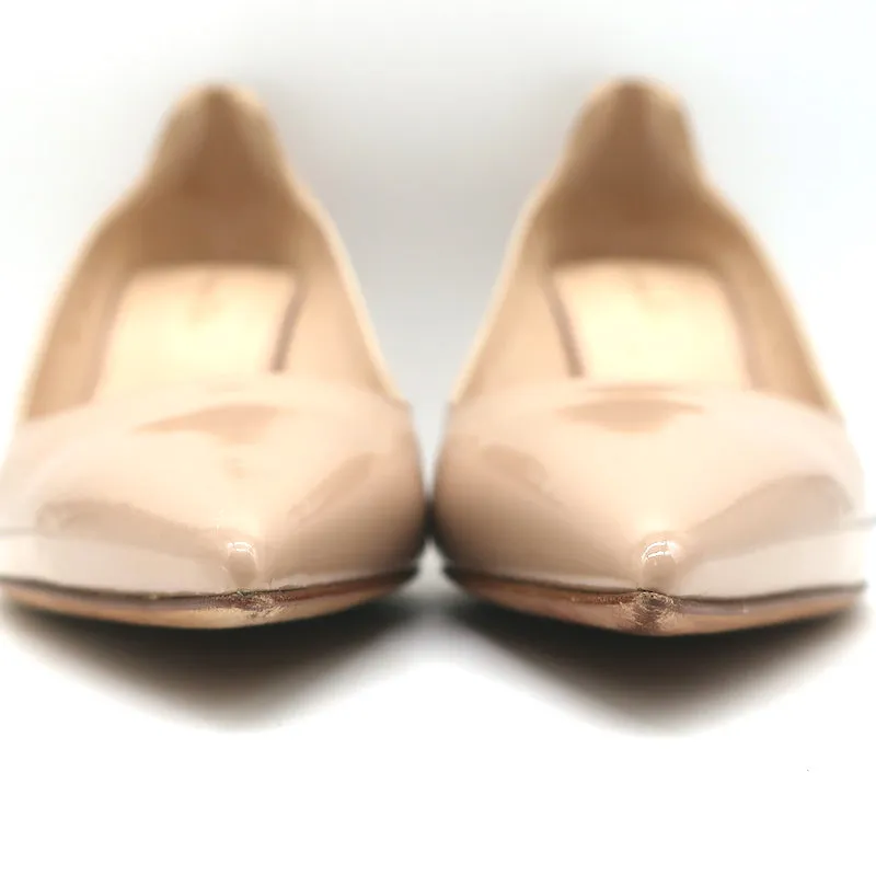 Christian Dior D-Moi Pumps Nude Patent Leather Size 38.5 Pointed Toe Heels