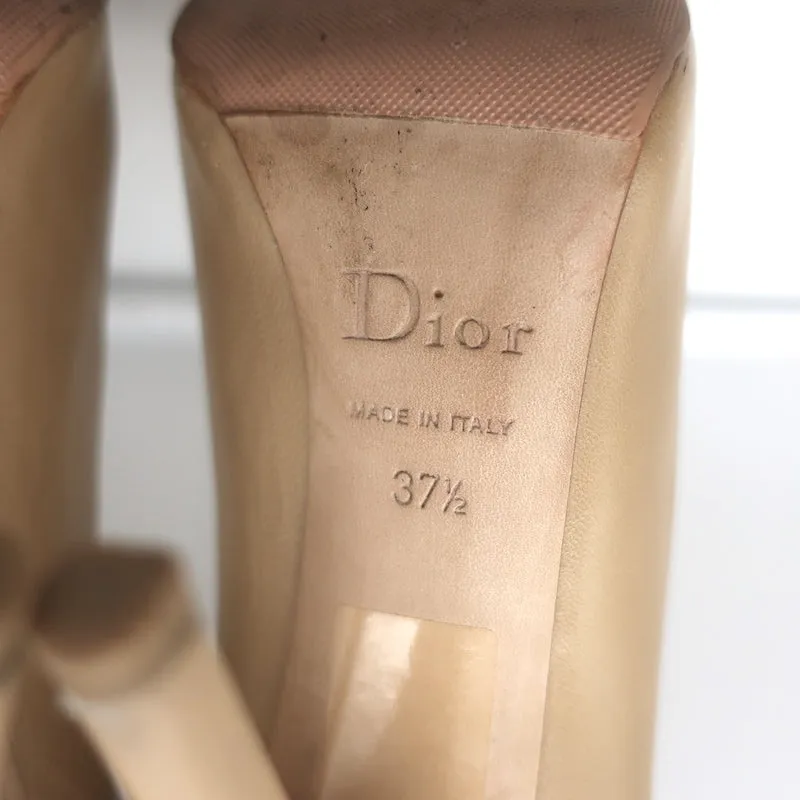 Christian Dior Miss Dior Pumps Beige Leather Size 37.5 Pointed Toe Heels