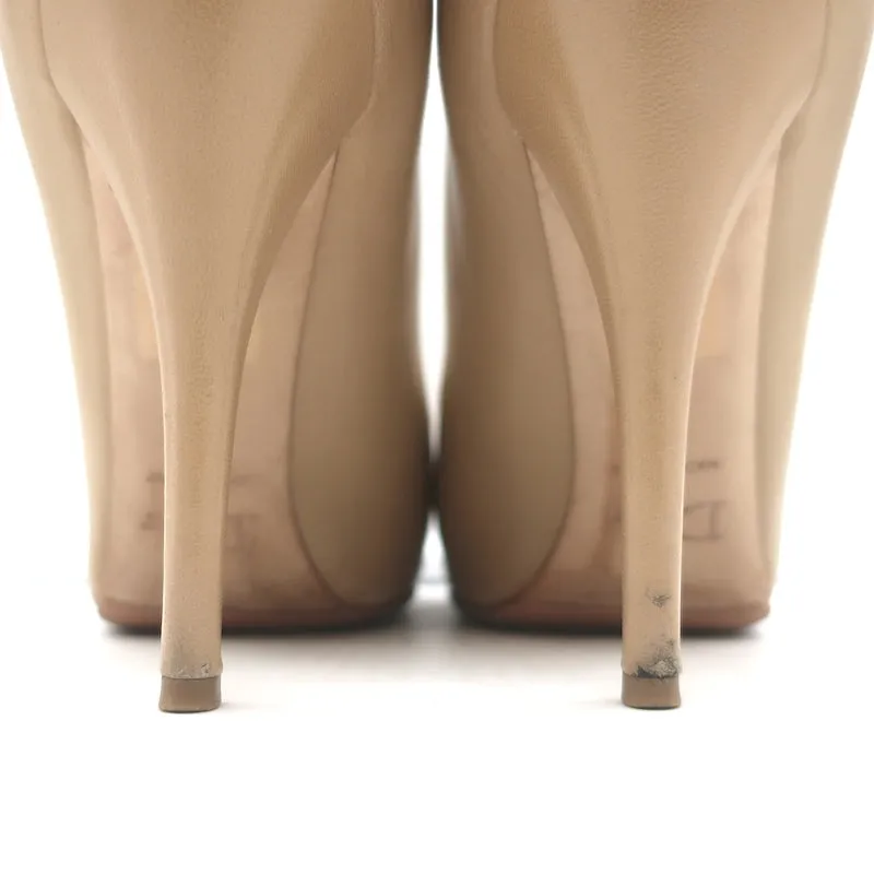 Christian Dior Miss Dior Pumps Beige Leather Size 37.5 Pointed Toe Heels