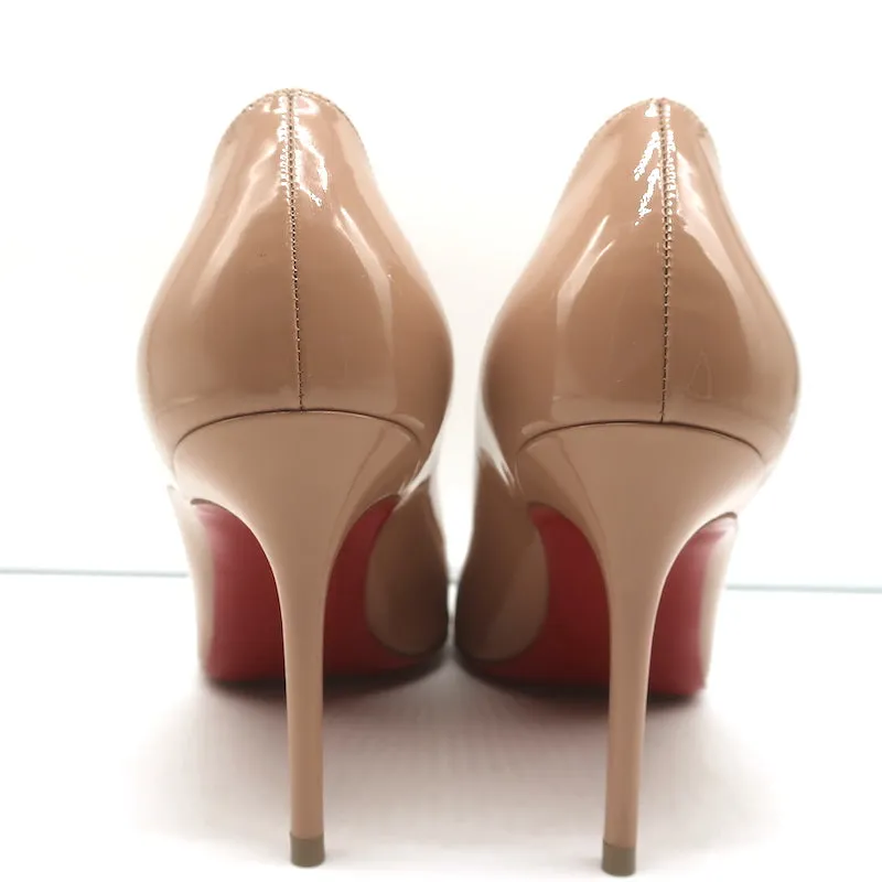 Christian Louboutin Kate 85 Pumps Nude Patent Leather Size 37 Pointed Toe Heels