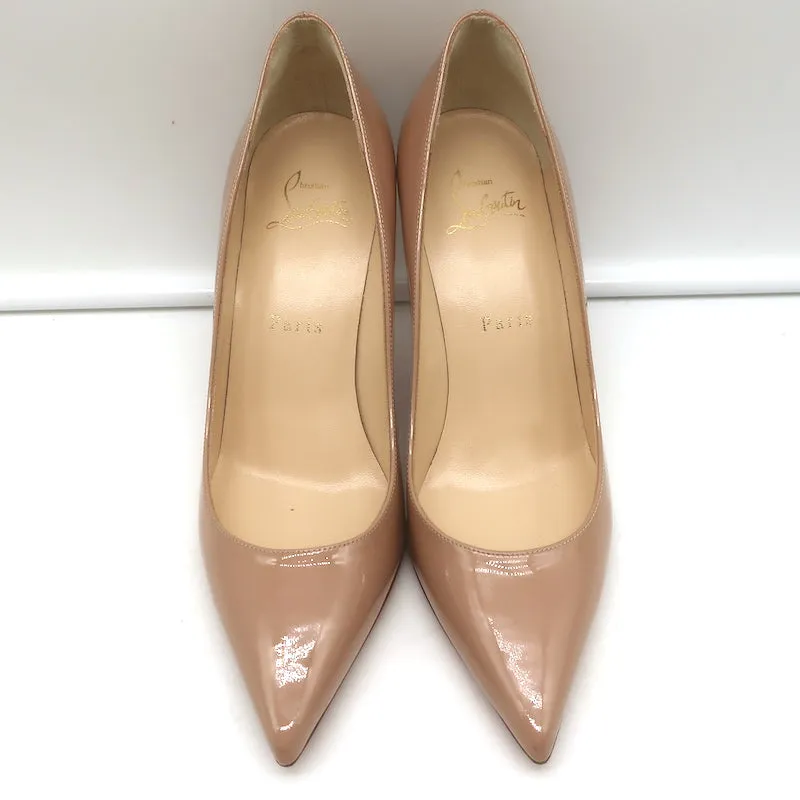 Christian Louboutin Kate 85 Pumps Nude Patent Leather Size 37 Pointed Toe Heels