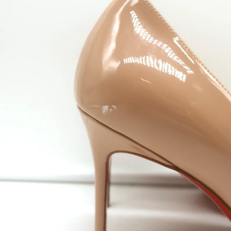 Christian Louboutin Kate 85 Pumps Nude Patent Leather Size 37 Pointed Toe Heels