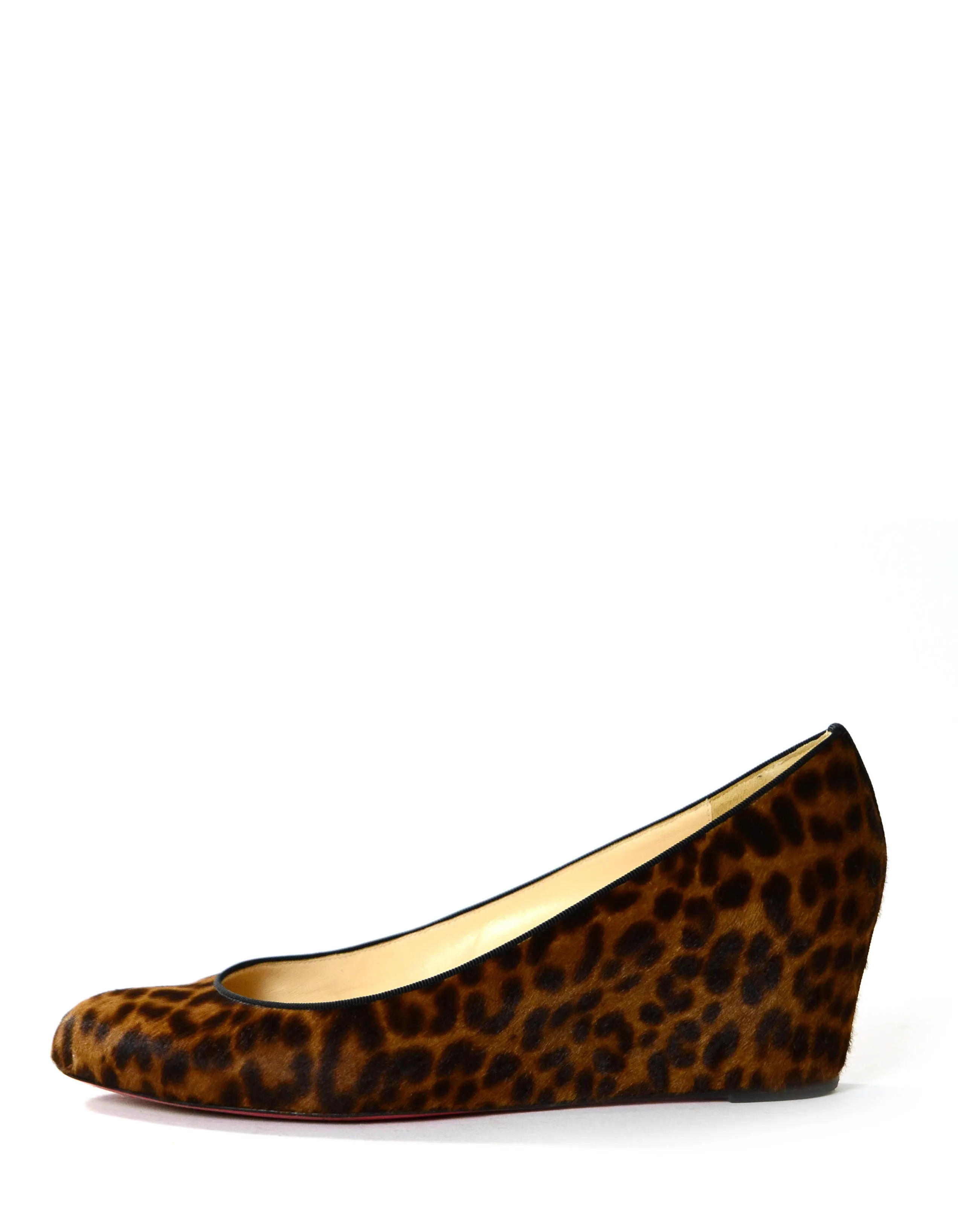 Christian Louboutin Leopard Print Calfhair Melissa Wedge sz 41