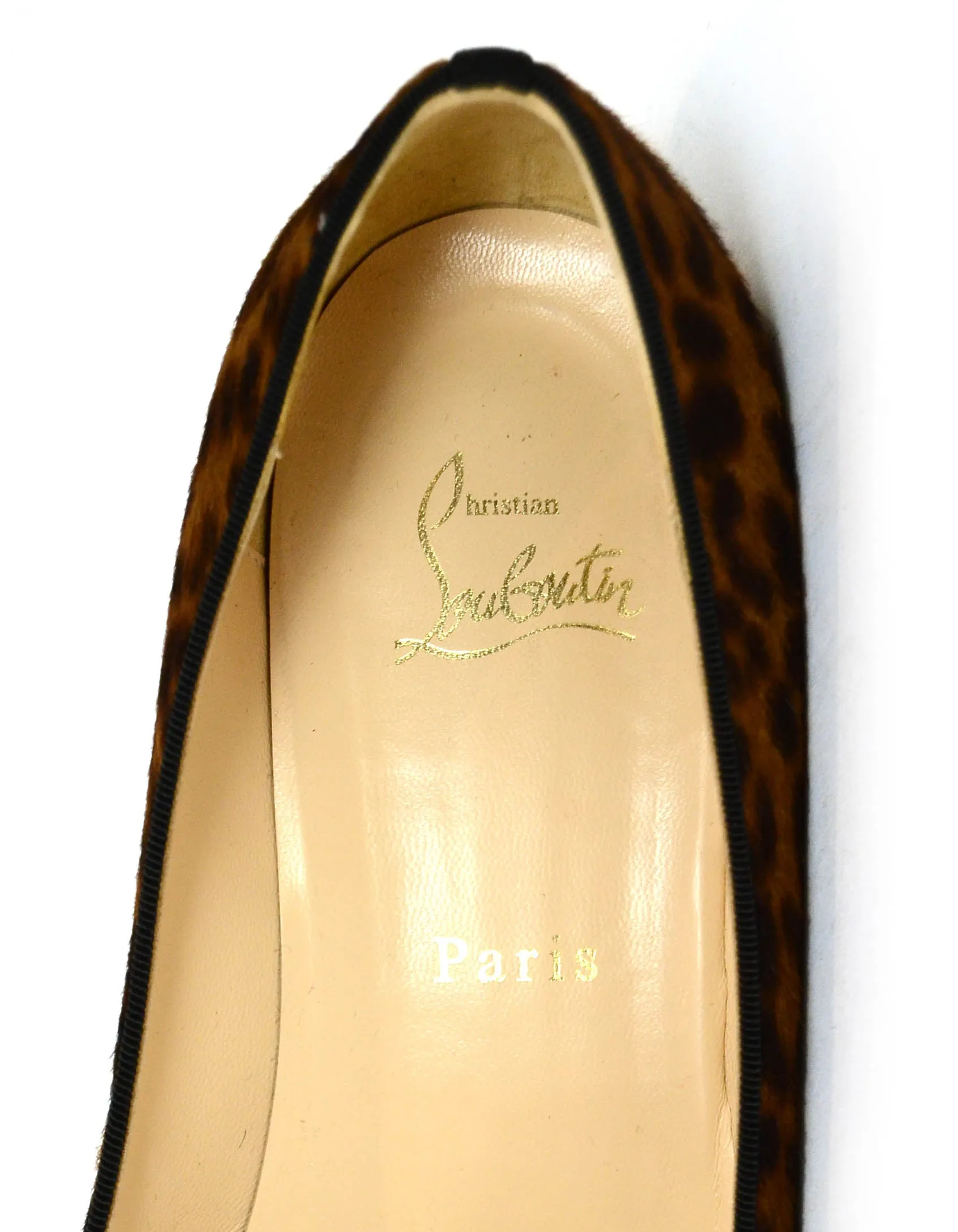 Christian Louboutin Leopard Print Calfhair Melissa Wedge sz 41