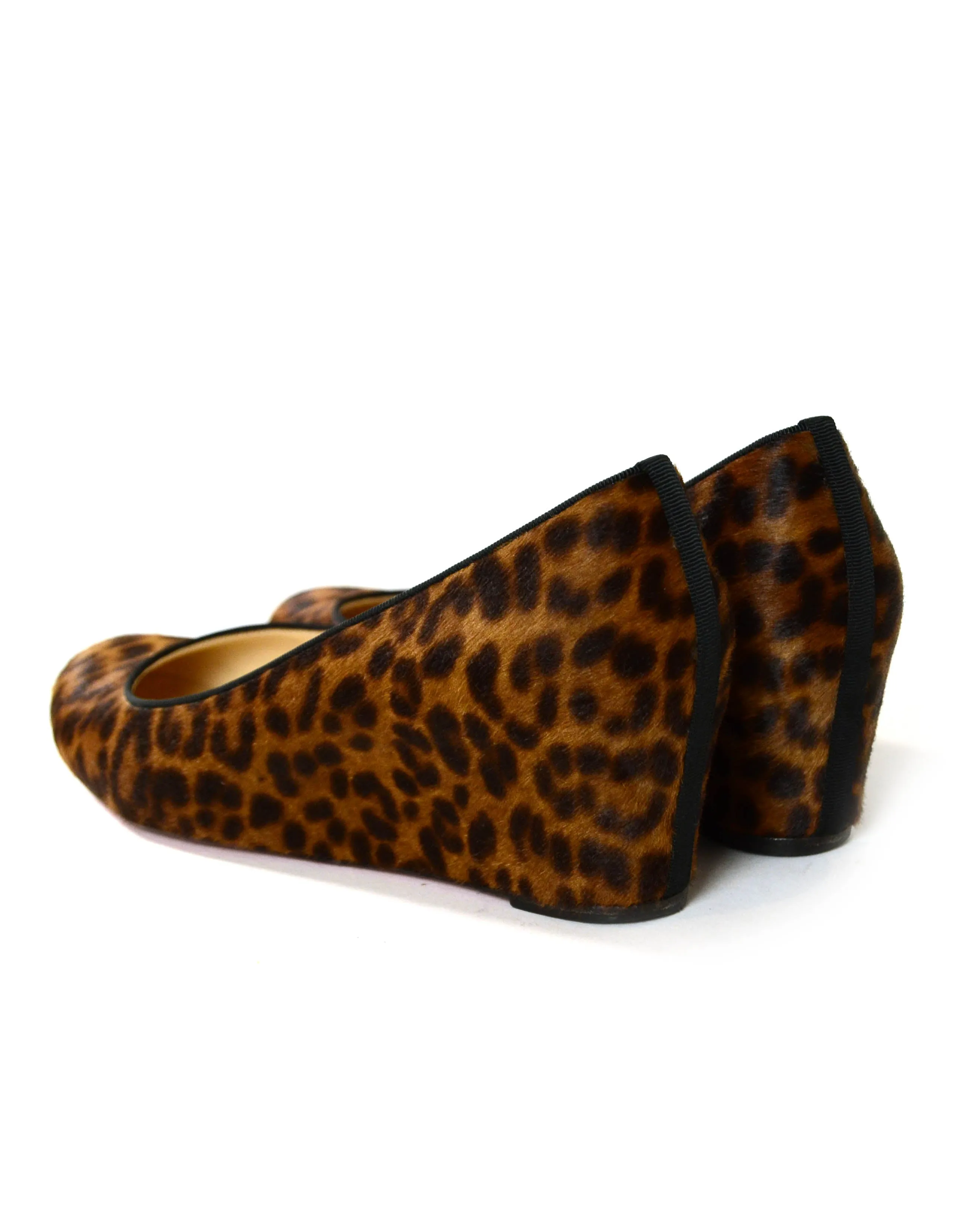 Christian Louboutin Leopard Print Calfhair Melissa Wedge sz 41