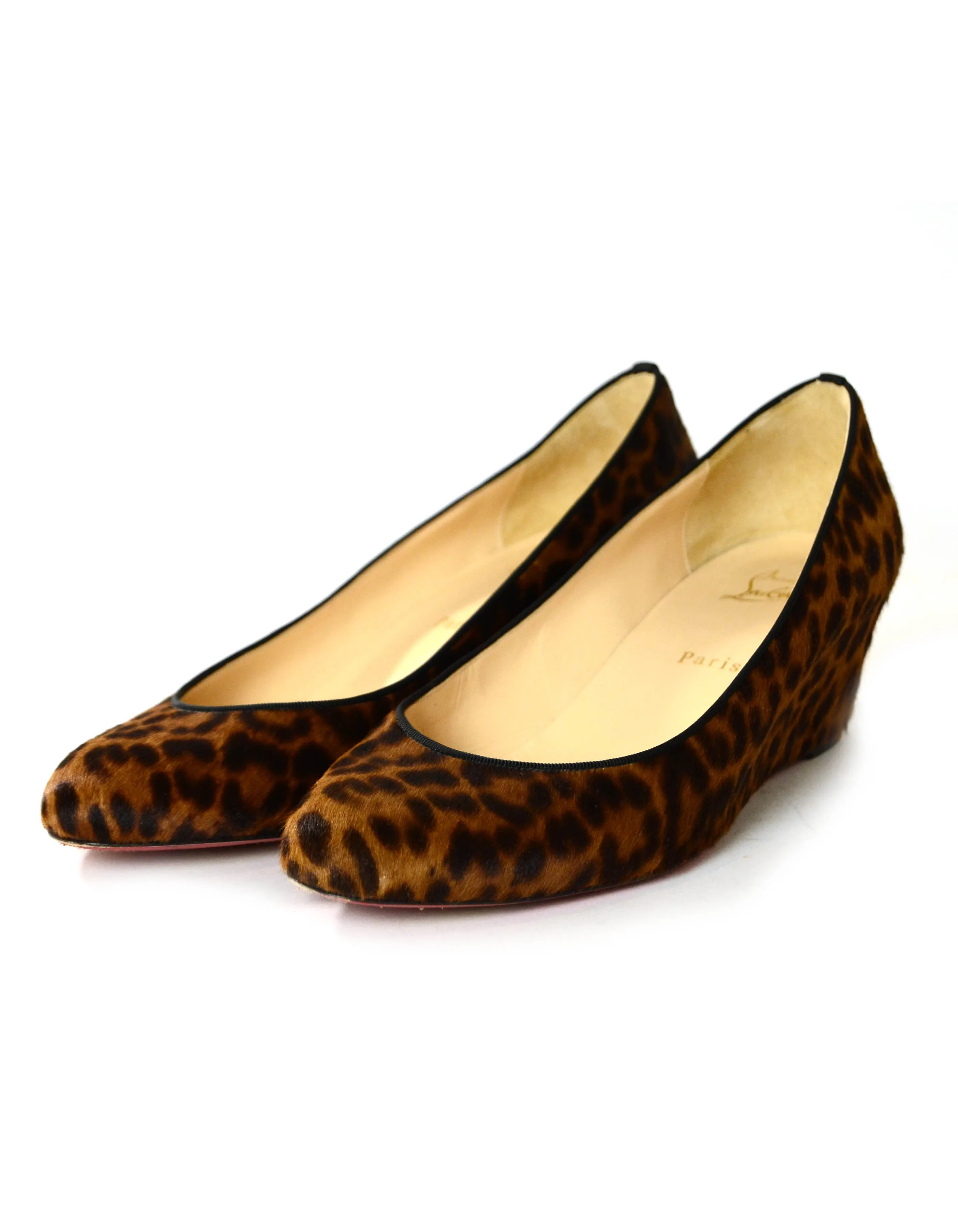 Christian Louboutin Leopard Print Calfhair Melissa Wedge sz 41