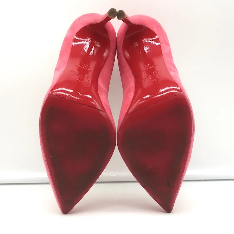 Christian Louboutin Pigalle Follies 100 Pump Pink Suede Size 36 Pointed Toe Heels