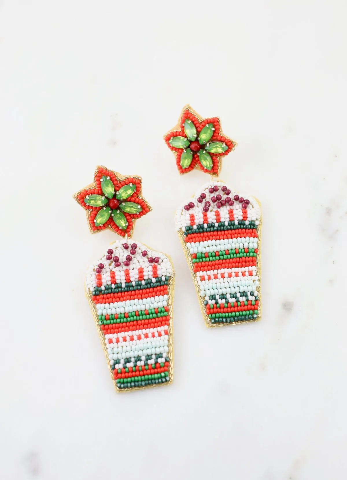 Christmas in a Cup Beaded Earrings