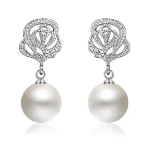 Classic Pearl Cubic Zirconia Earrings