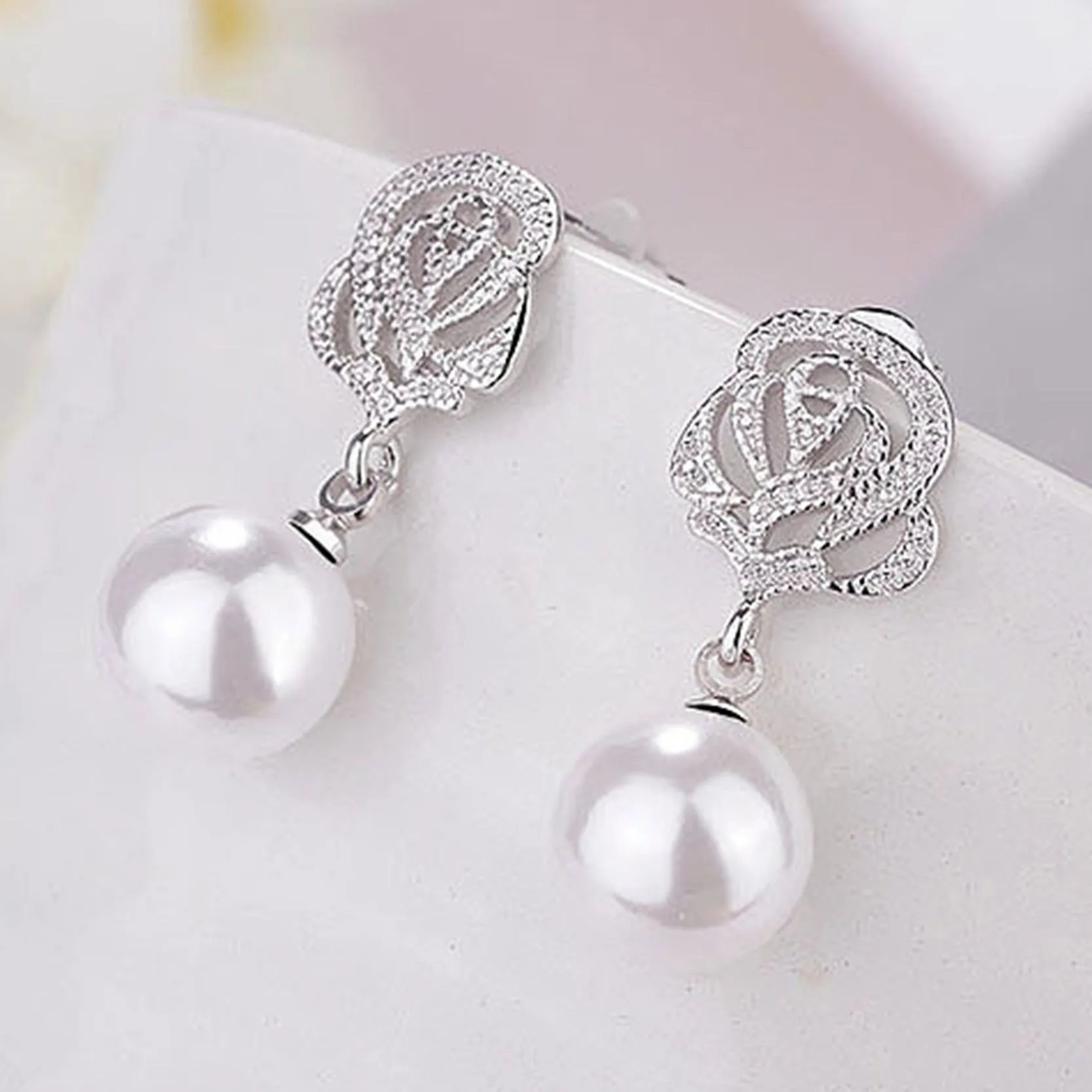 Classic Pearl Cubic Zirconia Earrings