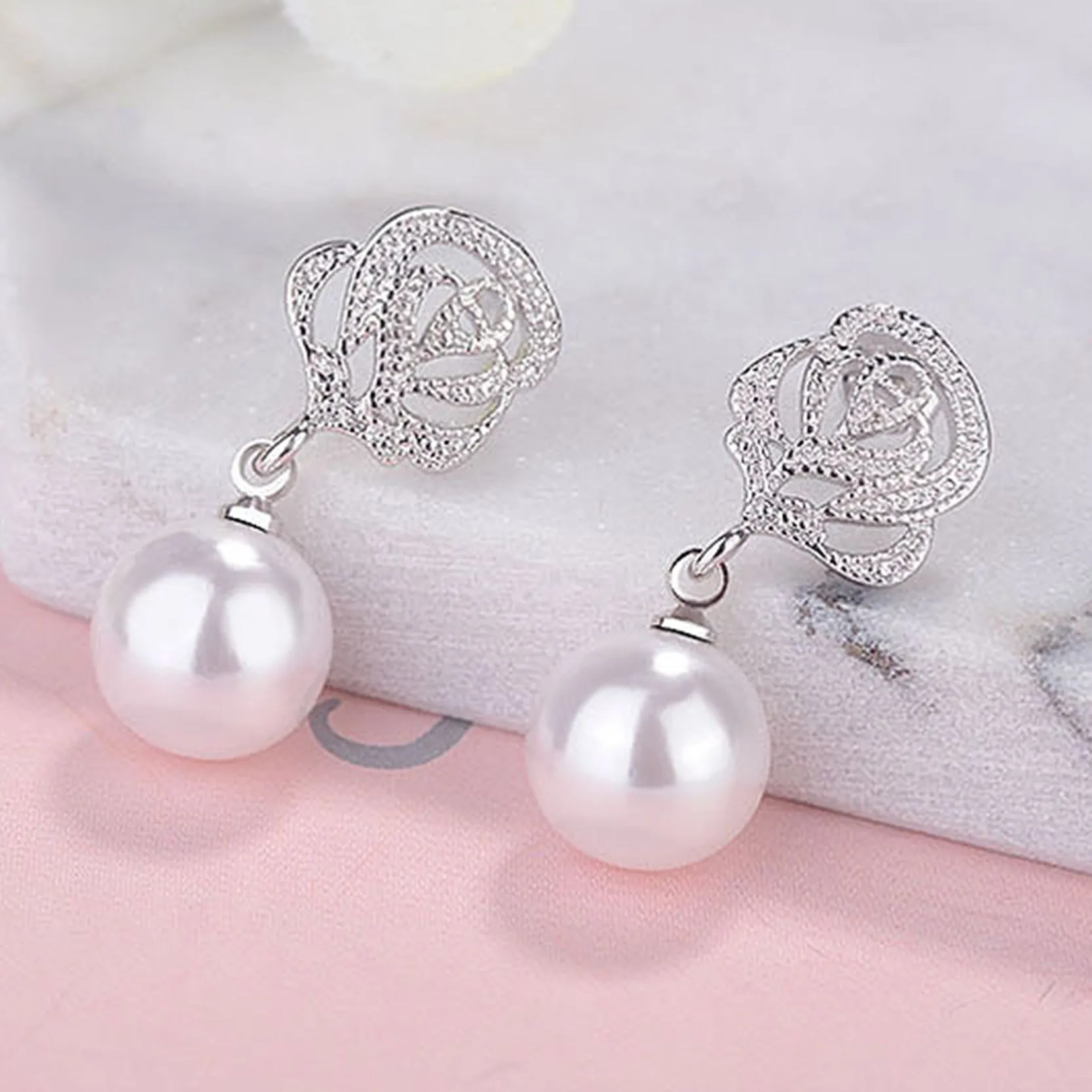 Classic Pearl Cubic Zirconia Earrings
