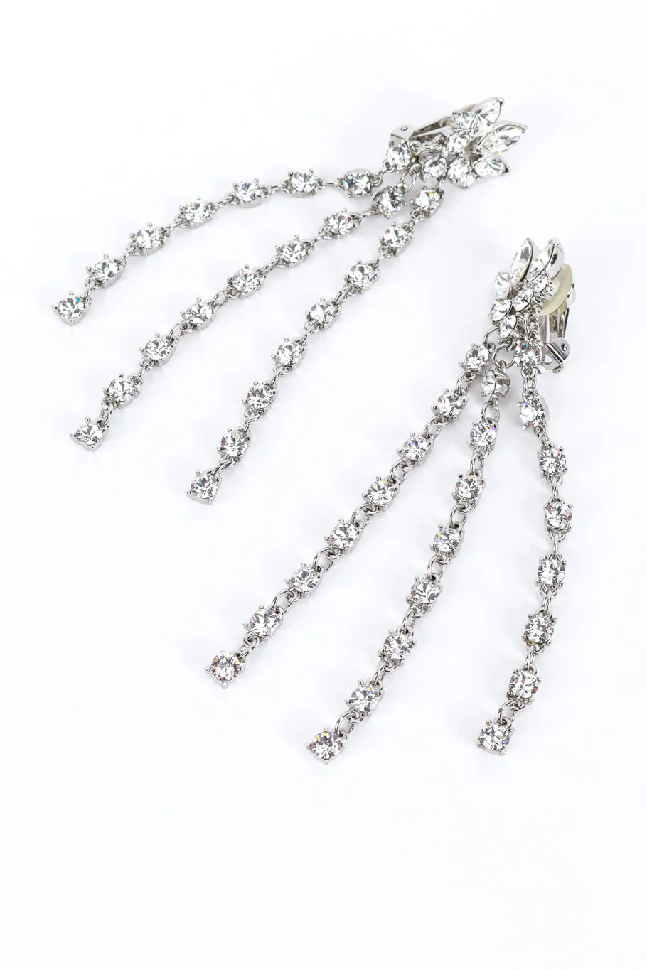 Clear Marquise Rhinestone Fringe Earrings