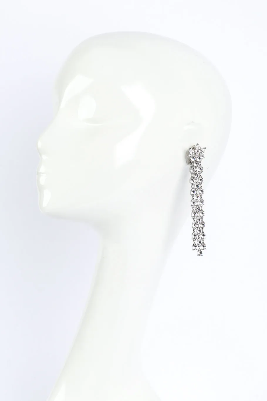 Clear Marquise Rhinestone Fringe Earrings