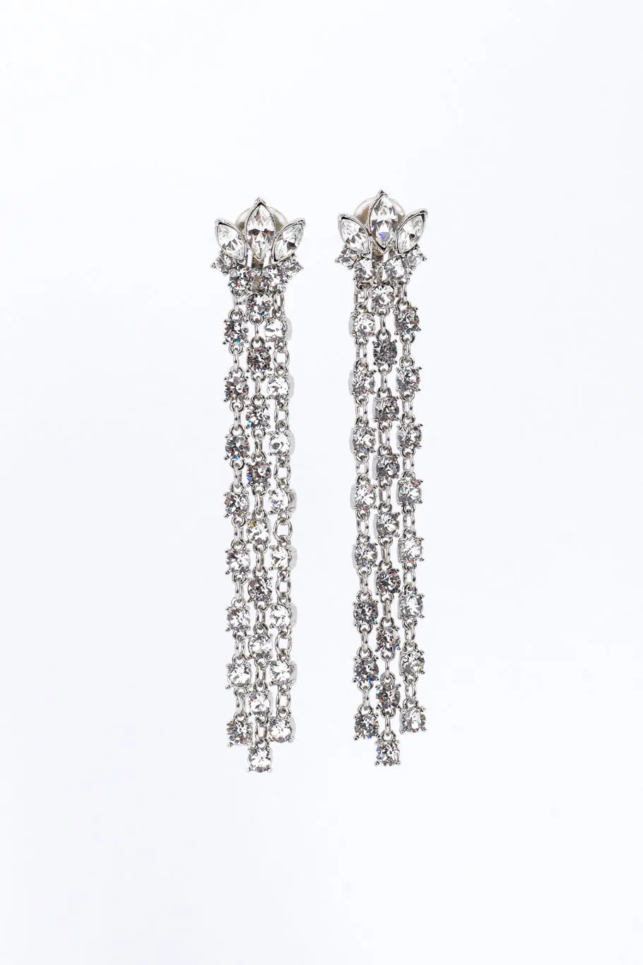 Clear Marquise Rhinestone Fringe Earrings