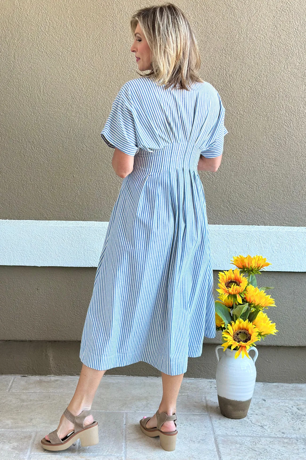 Coastal Breeze Striped Maxi Shirt Dress