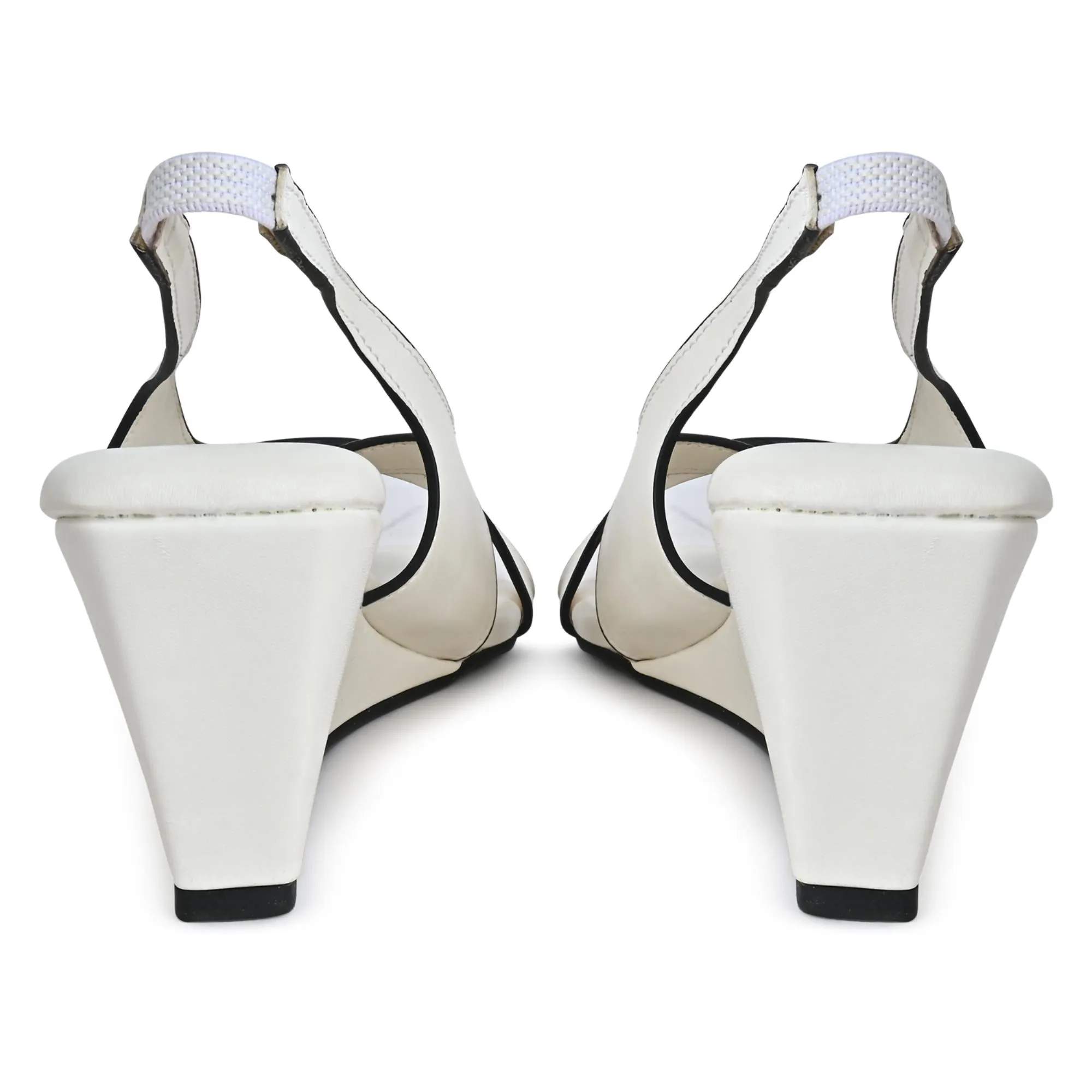 Criss Cross White Sandal Wedge
